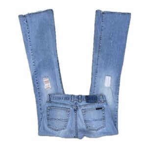 Vintage 90s Lucky Brand Dungarees Light Wash Denim Flare Jeans Patchwork